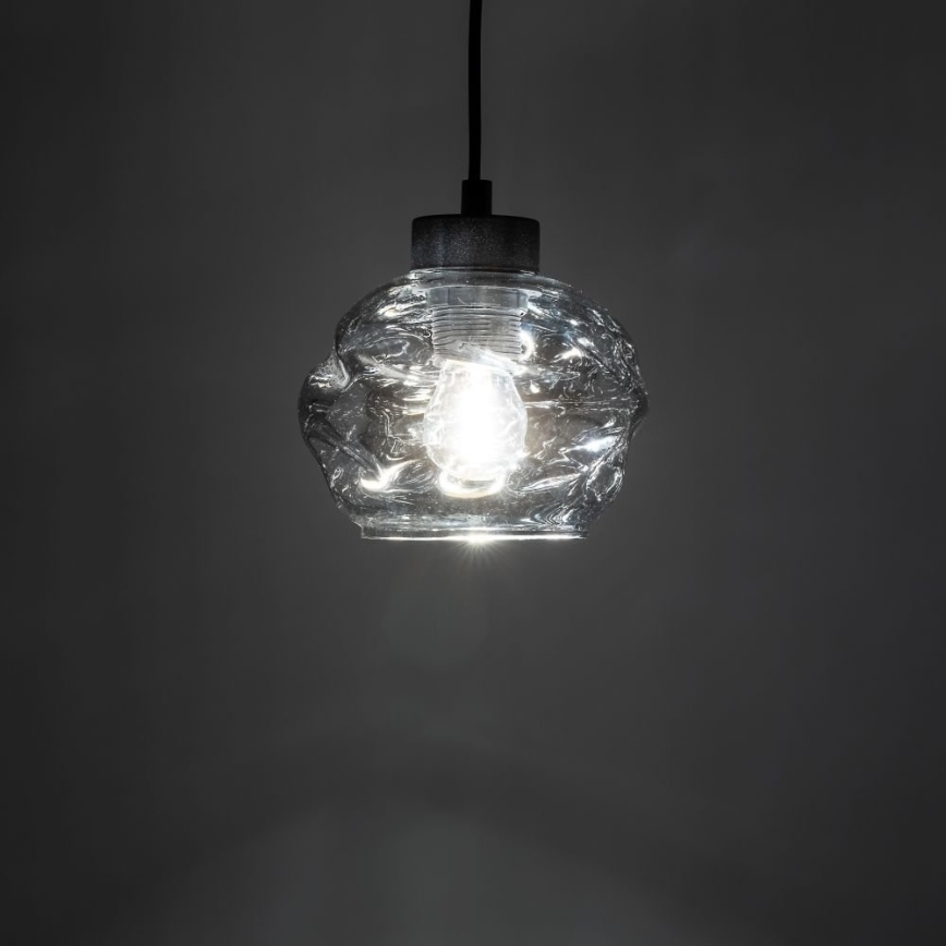 Κρεμαστό φωτιστικό με καλώδιο ZULIA 1xE27/15W/230V μαύρο/καπνιστό μαύρο