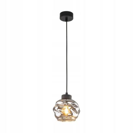 Κρεμαστό φωτιστικό με καλώδιο ZULIA 1xE27/15W/230V μαύρο/καπνιστό μαύρο