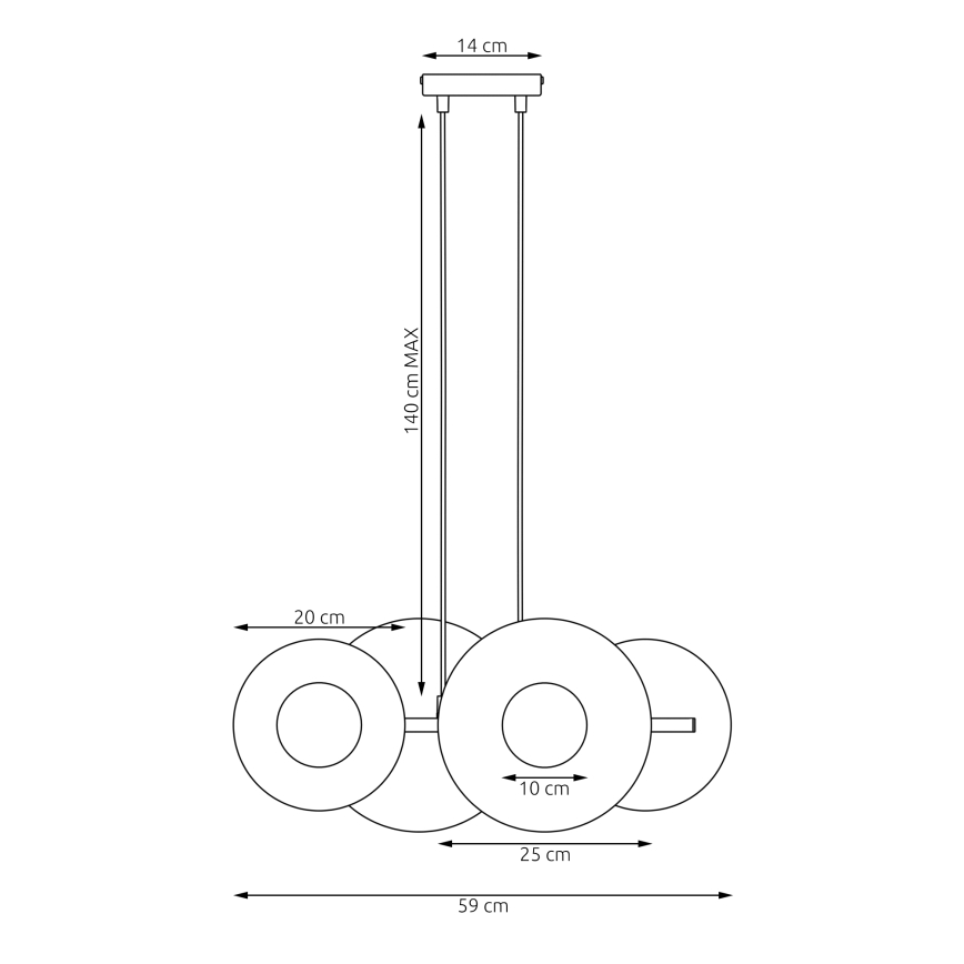 Κρεμαστό φωτιστικό με σύρμα UMBRA 4xG9/8W/230V μαύρο