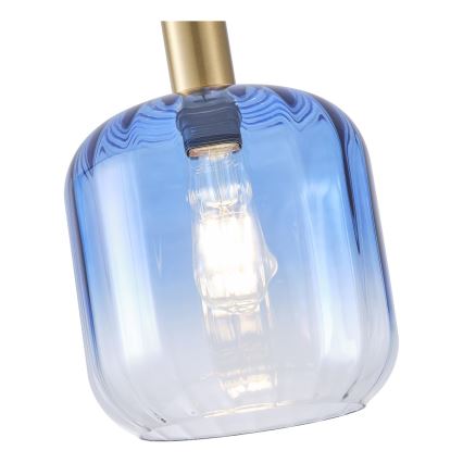 Κρεμαστό φωτιστικό οροφής 1xE27/15W/230V μπλε/φιμέ διάμετρος 20 cm