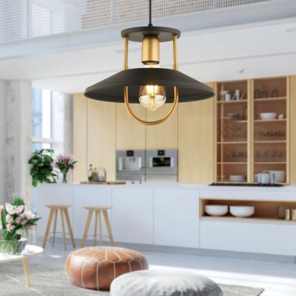 Κρεμαστό φωτιστικό οροφής 1xE27/40W/230V μαύρο/χρυσό