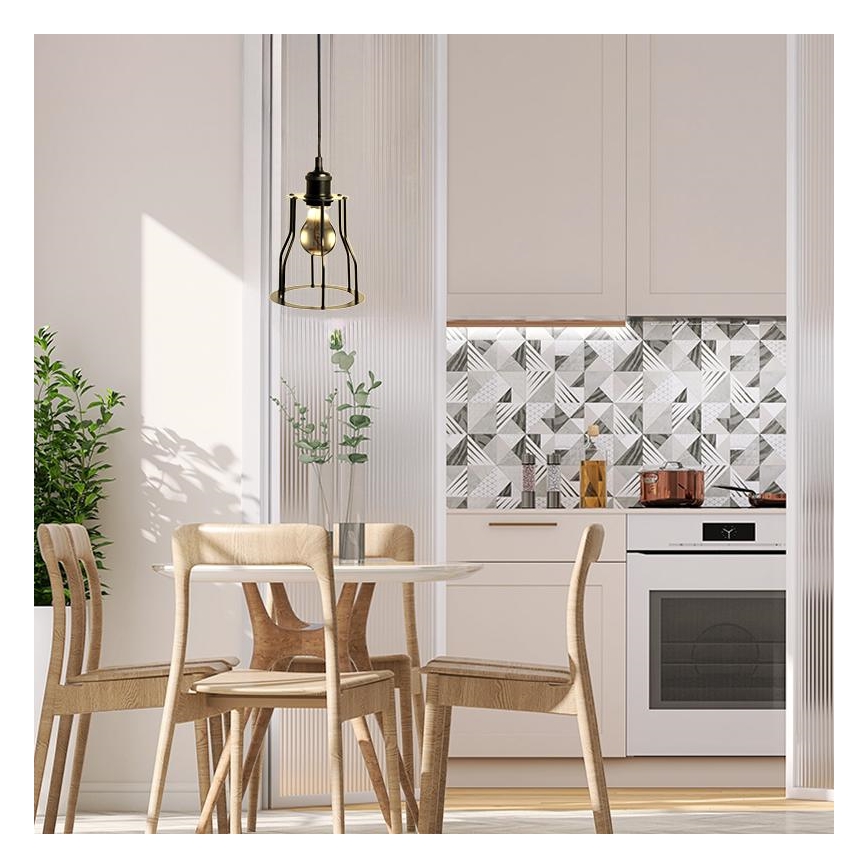 Κρεμαστό φωτιστικό οροφής 1xE27/60W/230V διάμετρος 15 cm μαύρο