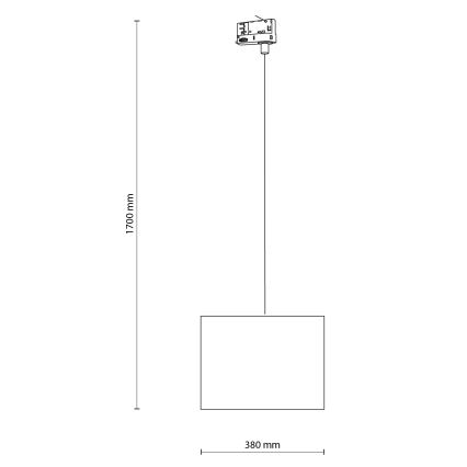 Κρεμαστό φωτιστικό οροφής για σύστημα 3-φασικής ράγας TRACER 1xE27/15W/230V διάμετρος 38 cm μαύρο/λευκό
