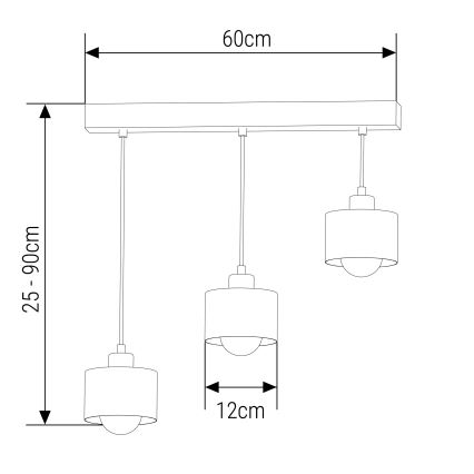 Κρεμαστό φωτιστικό οροφής 3xE27/35W/230V μαύρο