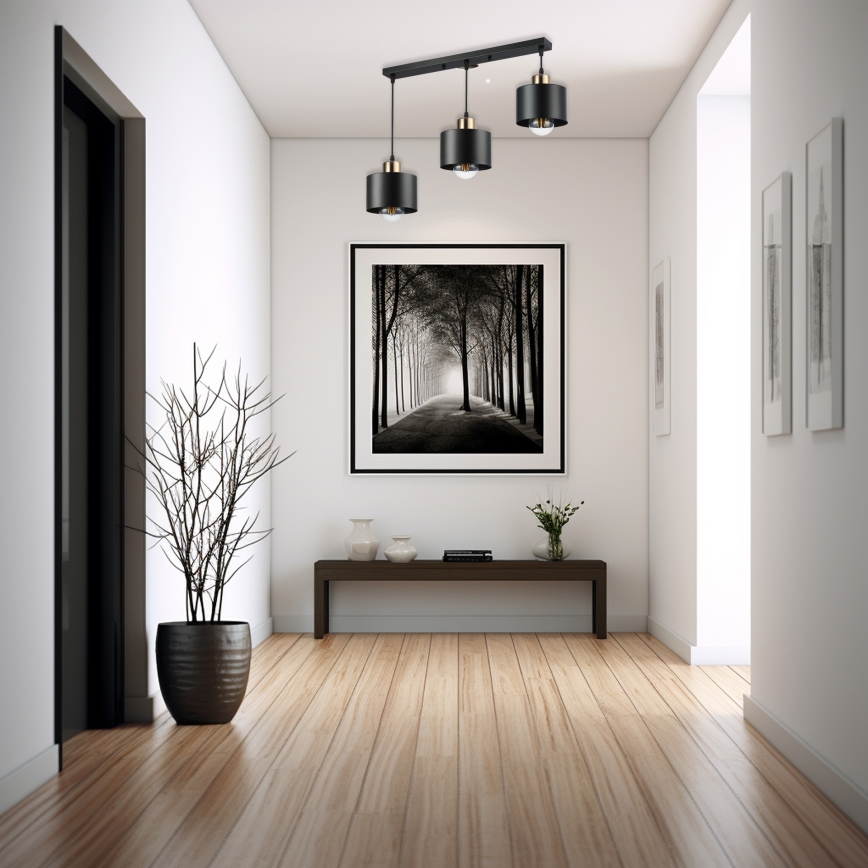 Κρεμαστό φωτιστικό οροφής 3xE27/35W/230V μαύρο/χρυσό