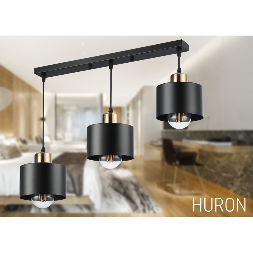 Κρεμαστό φωτιστικό οροφής 3xE27/35W/230V μαύρο/χρυσό