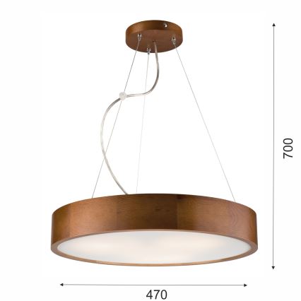 Κρεμαστό φωτιστικό οροφής 3xE27/60W/230V ø 47 cm πεύκο