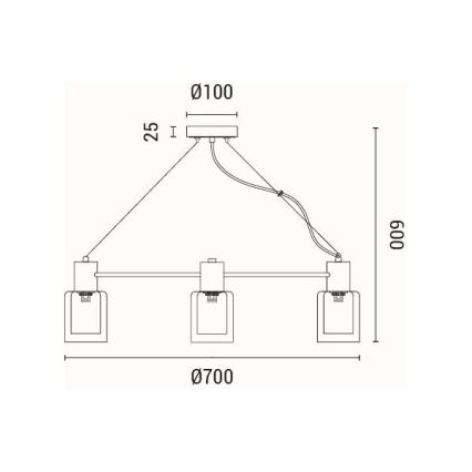 Κρεμαστό φωτιστικό οροφής 6xE14/15W/230V