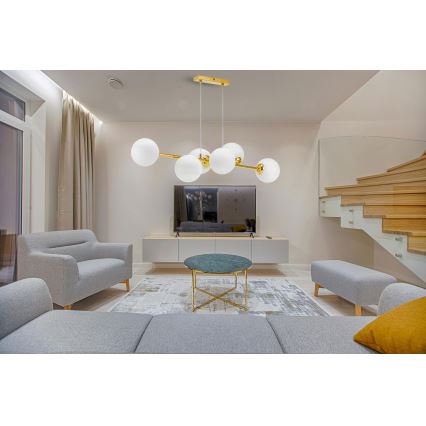 Κρεμαστό φωτιστικό οροφής 6xE27/35W/230V χρυσό