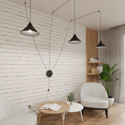 Κρεμαστό φωτιστικό οροφής ABRAMO 3xE27/15W/230V μαύρο