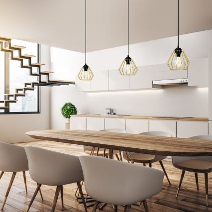 Κρεμαστό φωτιστικό οροφής AGAT 1xE27/15W/230V χρυσαφί/μαύρο