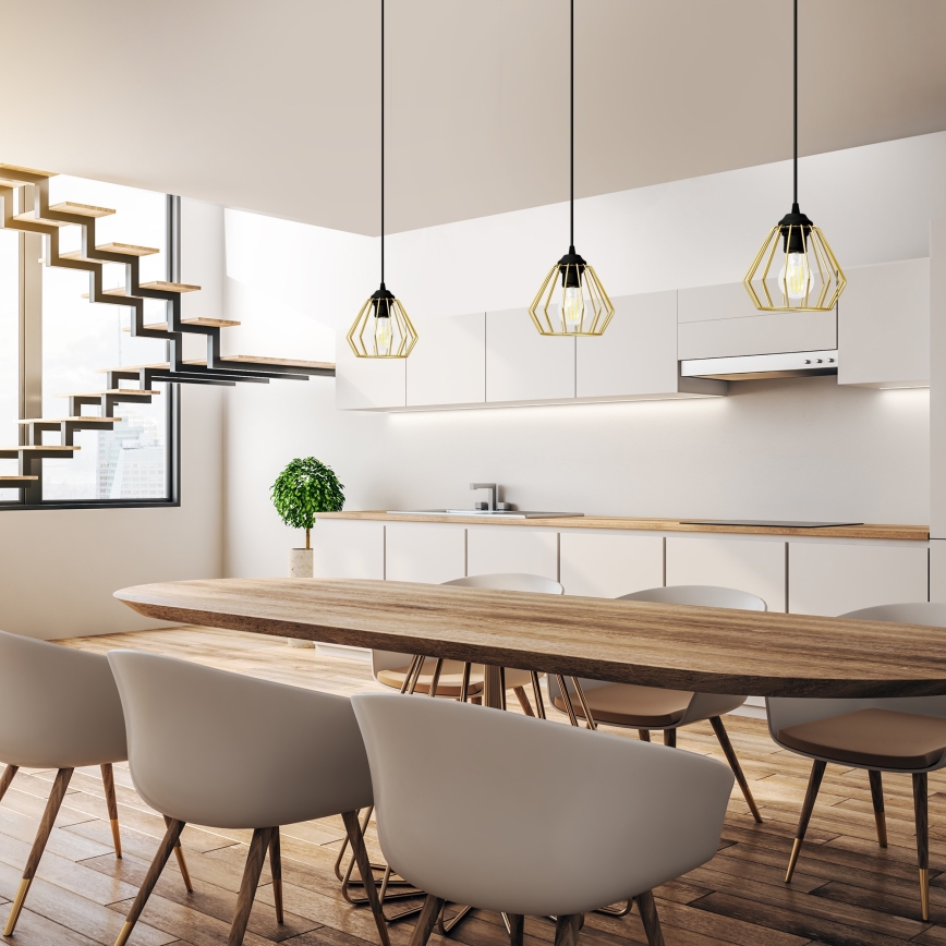 Κρεμαστό φωτιστικό οροφής AGAT 1xE27/15W/230V χρυσαφί/μαύρο