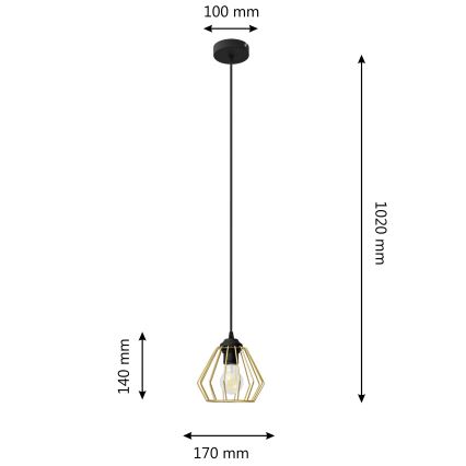 Κρεμαστό φωτιστικό οροφής AGAT 1xE27/15W/230V χρυσαφί/μαύρο