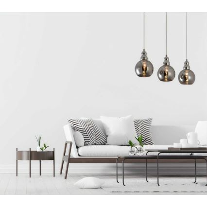 Κρεμαστό φωτιστικό οροφής AKSO 3xE14/40W/230V ματ χρώμιο