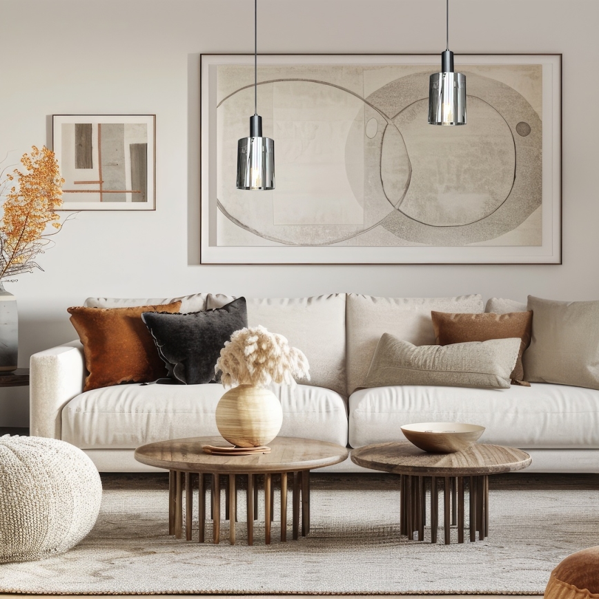 Κρεμαστό φωτιστικό οροφής ARCADIA 1xE27/60W/230V διάμετρος 13 cm μαύρο/φιμέ