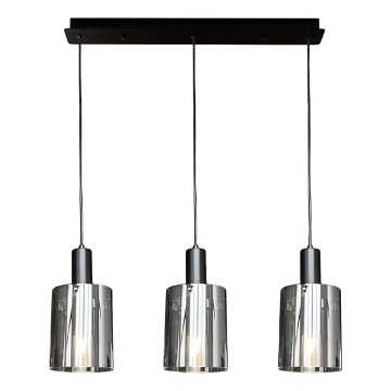 Κρεμαστό φωτιστικό οροφής ARCADIA 3xE27/60W/230V μαύρο/φιμέ