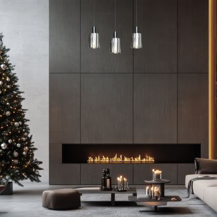 Κρεμαστό φωτιστικό οροφής ARCADIA 3xE27/60W/230V μαύρο/φιμέ