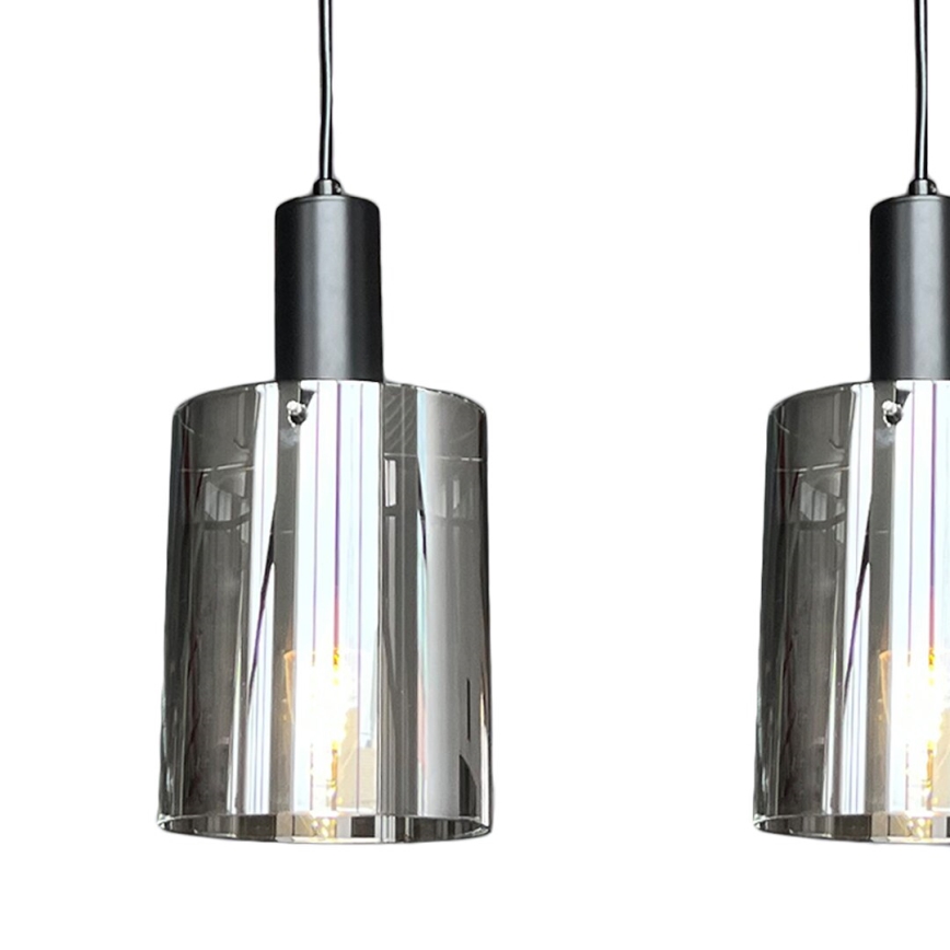 Κρεμαστό φωτιστικό οροφής ARCADIA 3xE27/60W/230V μαύρο/φιμέ