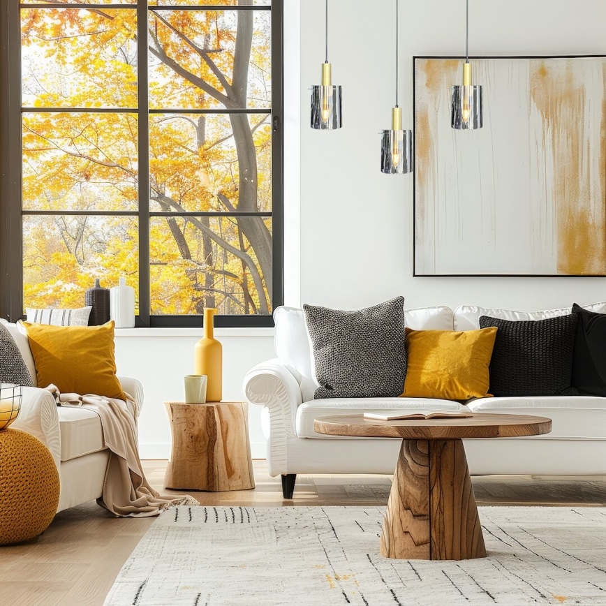 Κρεμαστό φωτιστικό οροφής ARCADIA 3xE27/60W/230V χρυσό/φιμέ