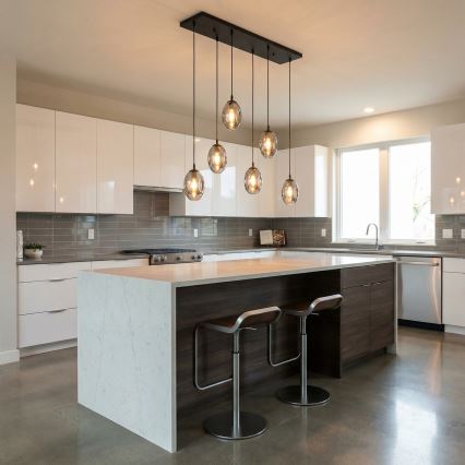 Κρεμαστό φωτιστικό οροφής ASTRAL 6xE14/10W/230V μαύρο/φιμέ