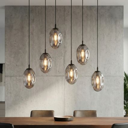 Κρεμαστό φωτιστικό οροφής ASTRAL 6xE14/10W/230V μαύρο/φιμέ