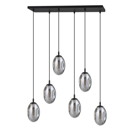 Κρεμαστό φωτιστικό οροφής ASTRAL 6xE14/10W/230V μαύρο/φιμέ