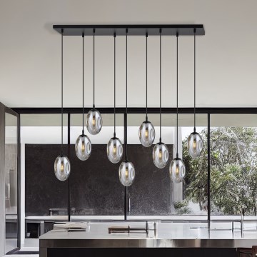 Κρεμαστό φωτιστικό οροφής ASTRAL 9xE14/10W/230V μαύρο/φιμέ