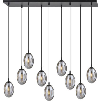 Κρεμαστό φωτιστικό οροφής ASTRAL 9xE14/10W/230V μαύρο/φιμέ