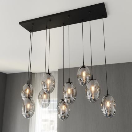 Κρεμαστό φωτιστικό οροφής ASTRAL 9xE14/10W/230V μαύρο/φιμέ