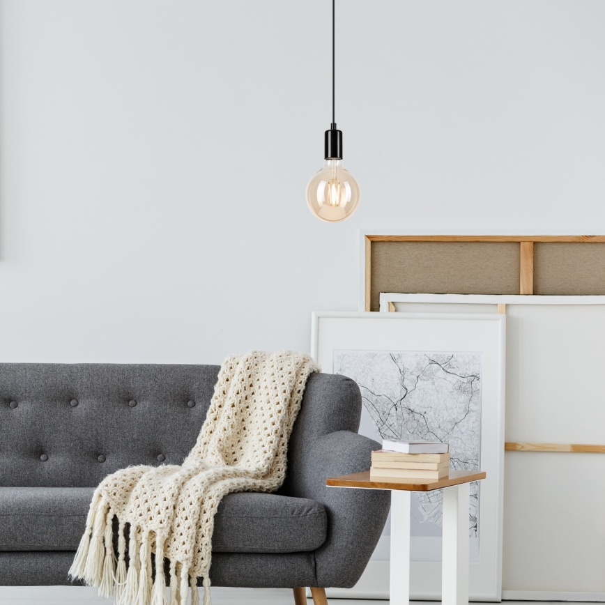 Κρεμαστό φωτιστικό οροφής ASTRID 1xE27/60W/230V γυαλιστερό μαύρο