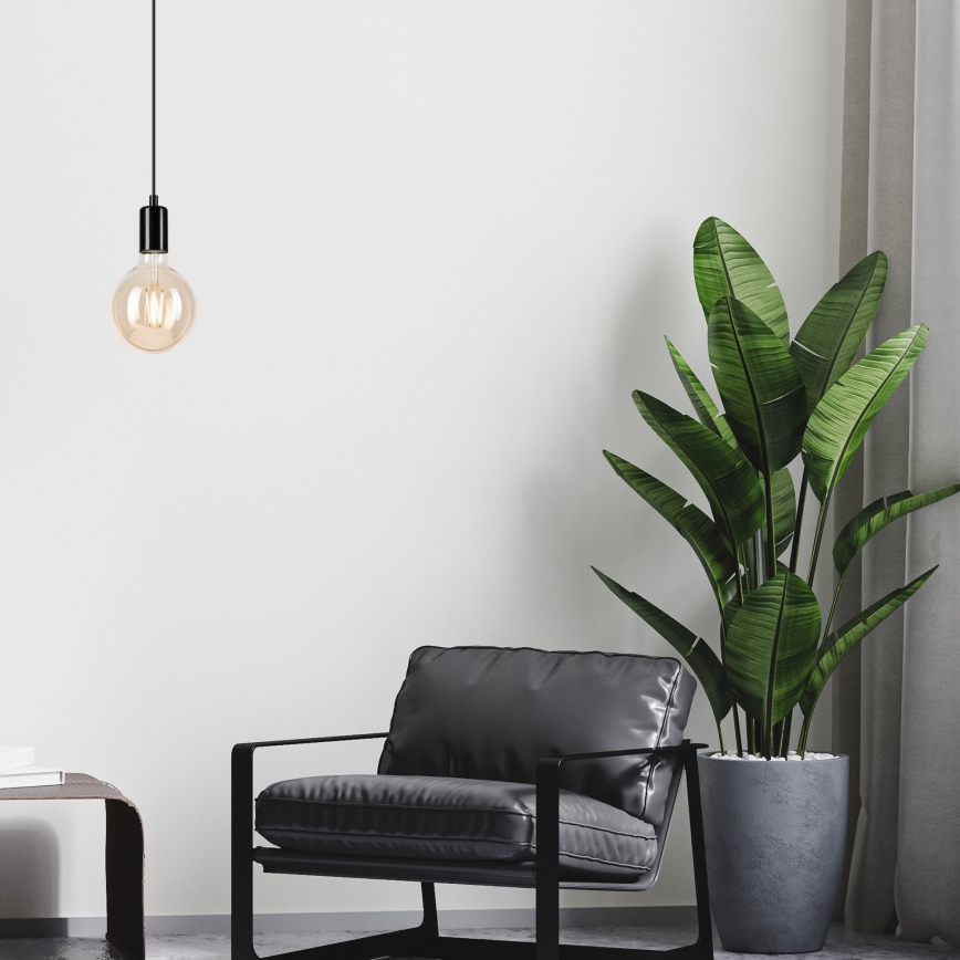 Κρεμαστό φωτιστικό οροφής ASTRID 1xE27/60W/230V γυαλιστερό μαύρο