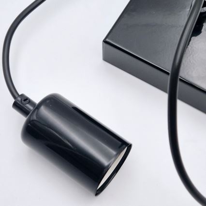 Κρεμαστό φωτιστικό οροφής ASTRID 1xE27/60W/230V γυαλιστερό μαύρο