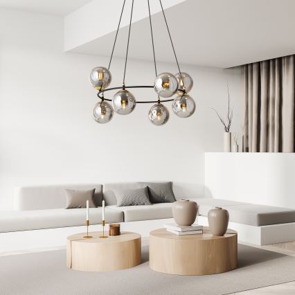 Κρεμαστό φωτιστικό οροφής AZURA 8xE14/10W/230V μαύρο/γκρι