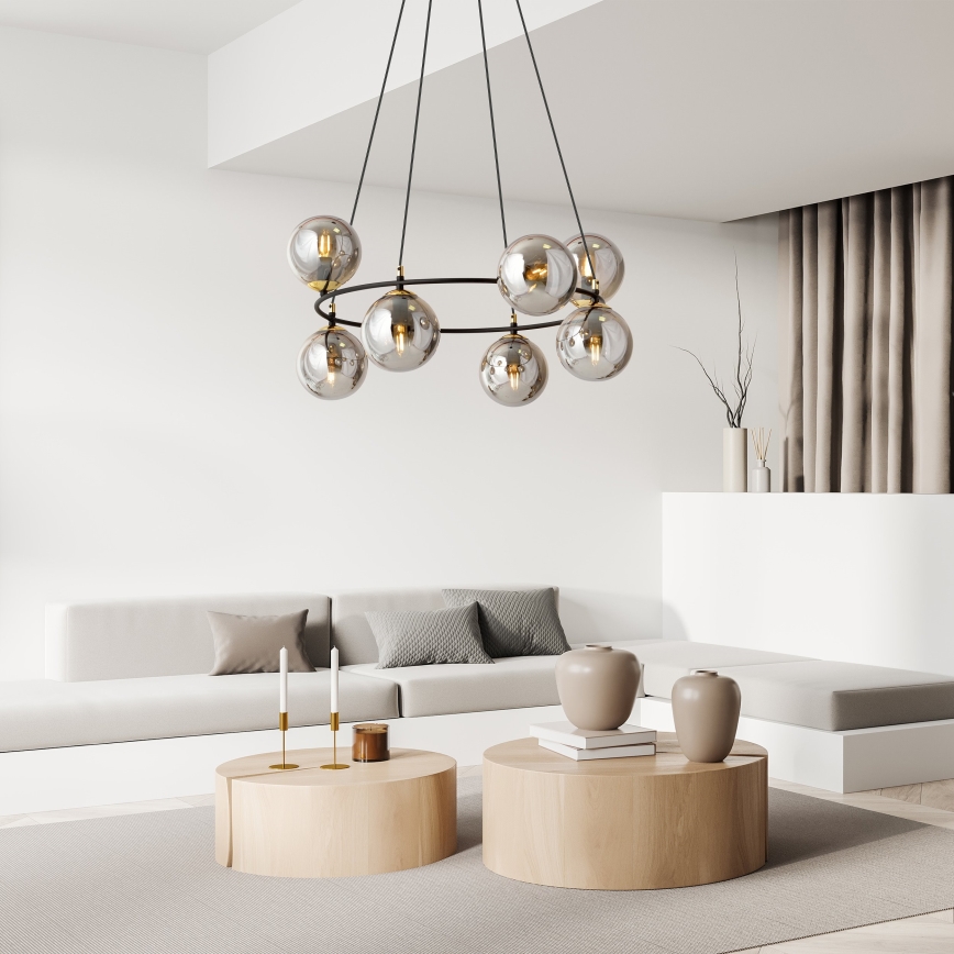 Κρεμαστό φωτιστικό οροφής AZURA 8xE14/10W/230V μαύρο/γκρι