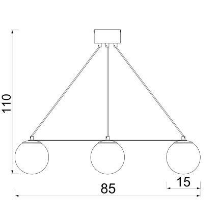 Κρεμαστό φωτιστικό οροφής BALLO 3xE27/15W/230V μαύρο/λευκό