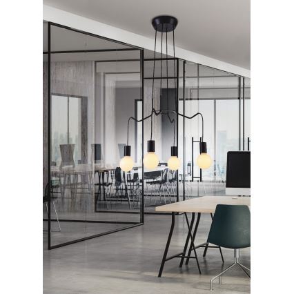Κρεμαστό φωτιστικό οροφής BASSO 4xE27/40W/230V μαύρο