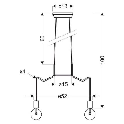Κρεμαστό φωτιστικό οροφής BASSO 4xE27/40W/230V μαύρο