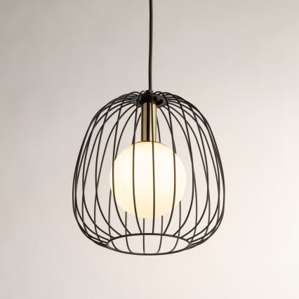 Κρεμαστό φωτιστικό οροφής BELL 1xG9/12W/230V διάμετρος 24 cm μαύρο/χρυσό