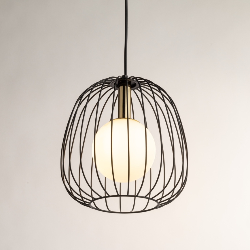 Κρεμαστό φωτιστικό οροφής BELL 1xG9/12W/230V διάμετρος 24 cm μαύρο/χρυσό