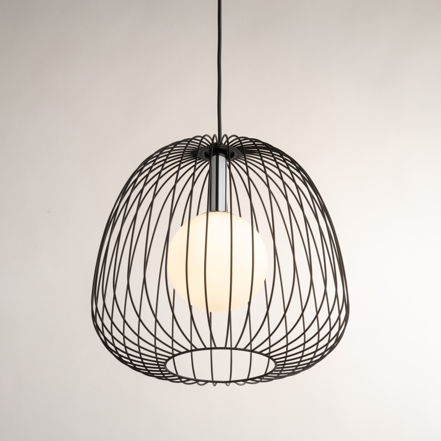 Κρεμαστό φωτιστικό οροφής BELL 1xG9/12W/230V διάμετρος 33 cm μαύρο/γυαλιστερό χρώμιο