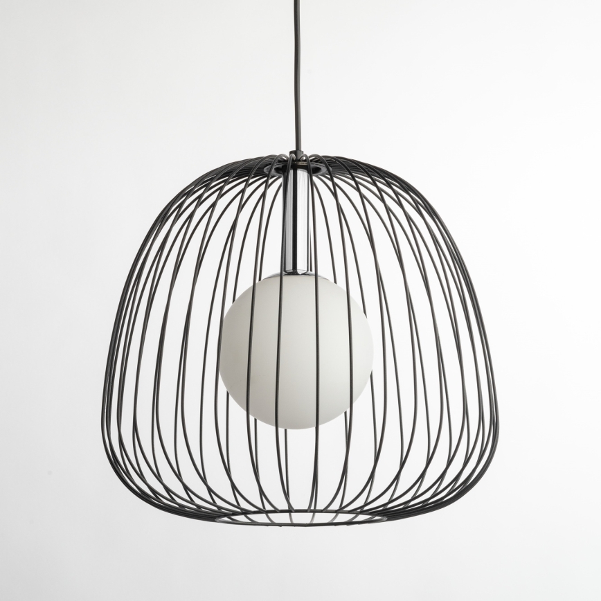 Κρεμαστό φωτιστικό οροφής BELL 1xG9/12W/230V διάμετρος 33 cm μαύρο/γυαλιστερό χρώμιο