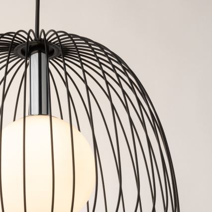 Κρεμαστό φωτιστικό οροφής BELL 1xG9/12W/230V διάμετρος 33 cm μαύρο/γυαλιστερό χρώμιο