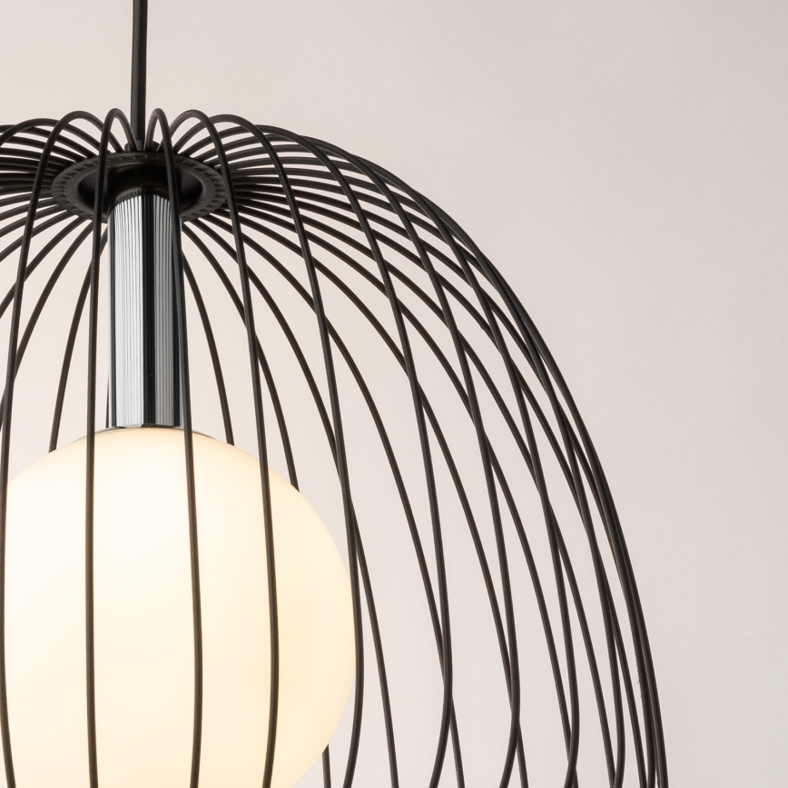 Κρεμαστό φωτιστικό οροφής BELL 1xG9/12W/230V διάμετρος 33 cm μαύρο/γυαλιστερό χρώμιο