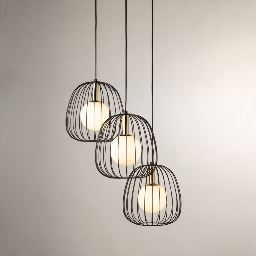 Κρεμαστό φωτιστικό οροφής BELL 3xG9/12W/230V μαύρο/χρυσό