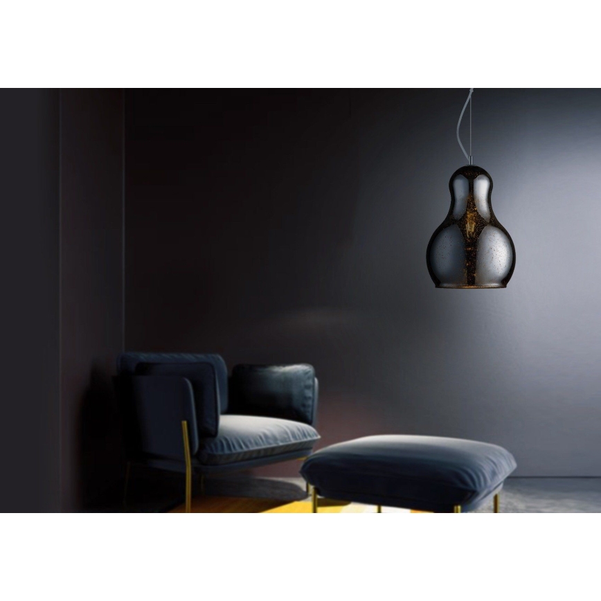 Κρεμαστό φωτιστικό οροφής BELLO 1xE27/60W/230V διάμετρος 30 cm χρώμιο