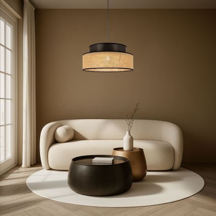 Κρεμαστό φωτιστικό οροφής BOHO 1xE27/60W/230V διάμετρος 40 cm καφέ/μπεζ