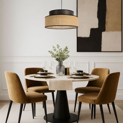 Κρεμαστό φωτιστικό οροφής BOHO 1xE27/60W/230V διάμετρος 40 cm καφέ/μπεζ