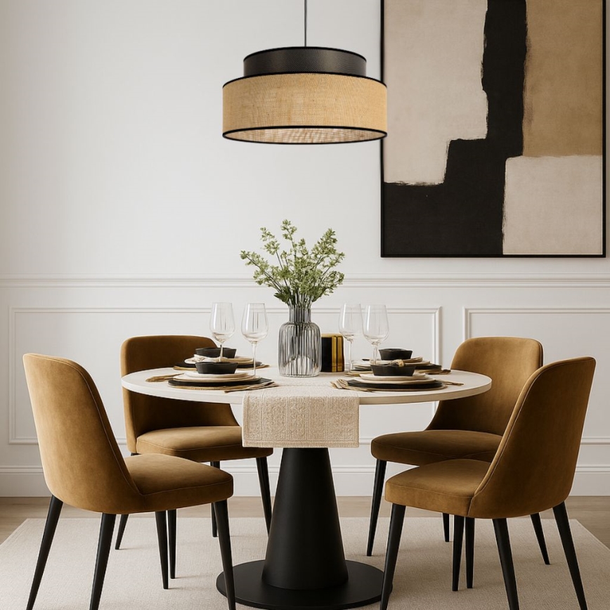 Κρεμαστό φωτιστικό οροφής BOHO 1xE27/60W/230V διάμετρος 40 cm καφέ/μπεζ