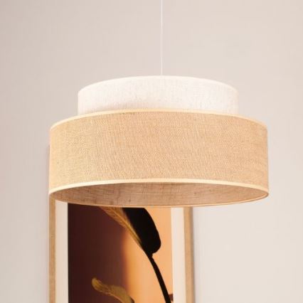 Κρεμαστό φωτιστικό οροφής BOHO 1xE27/60W/230V διάμετρος 40 cm κρεμ/μπεζ