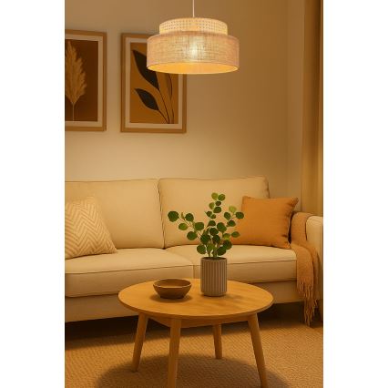 Κρεμαστό φωτιστικό οροφής BOHO 1xE27/60W/230V διάμετρος 40 cm rattan
